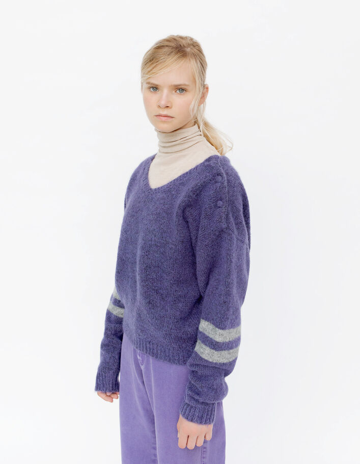 Pull violet forme cropped en tricot fille