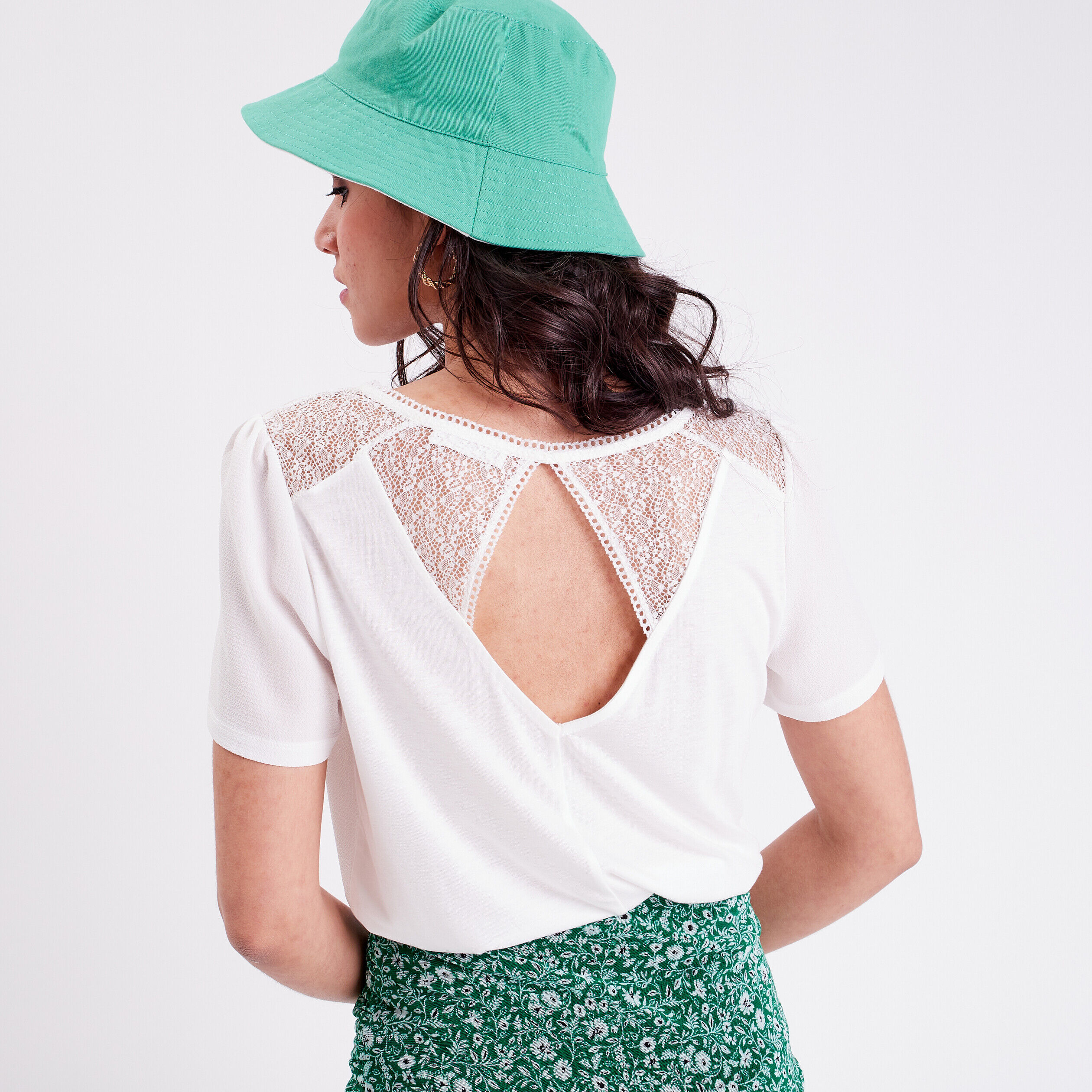 T-shirt manches courtes ecru femme | Cache Cache