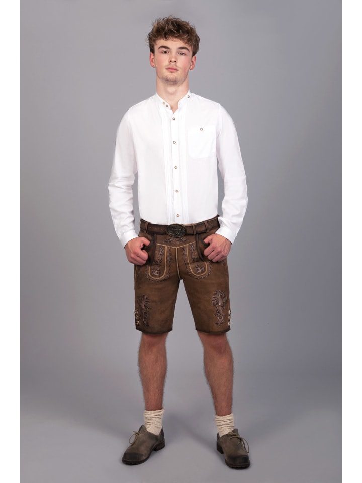 Edelnice Kurze Wildbock Lederhose Markus in dunkelbraun günstig kaufen