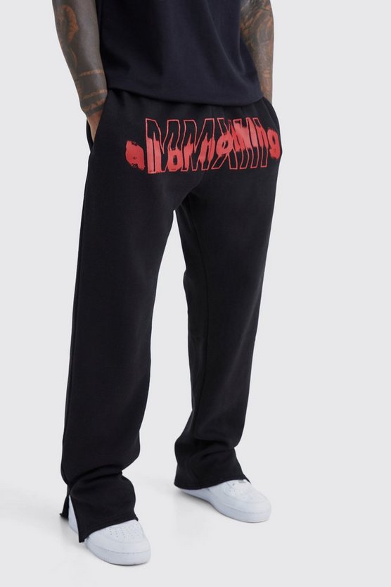 Jogginghose mit geteiltem Saum und All Or Nothing Print