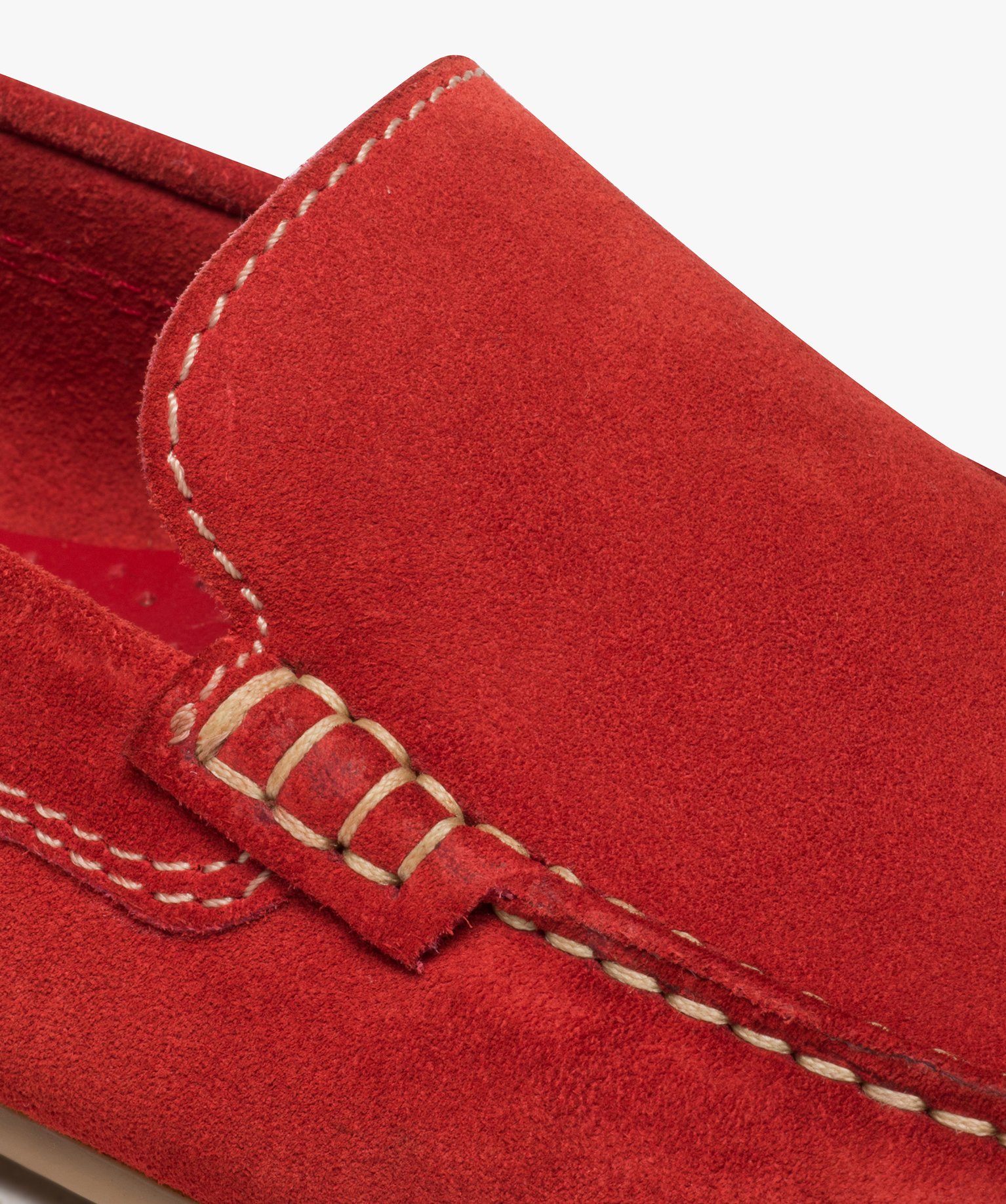 Mocassins homme unis dessus et intérieur cuir rouge | GEMO