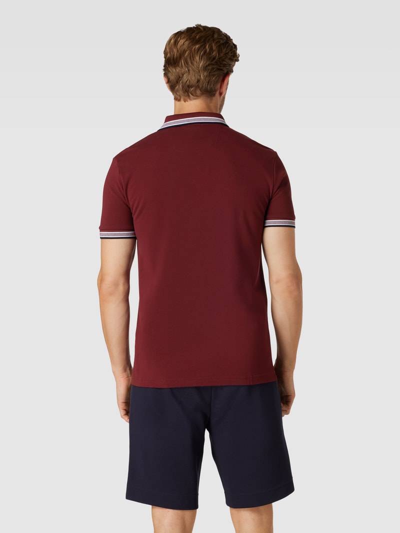 Poloshirt mit Label-Stitching Modell 'PADDY' in dunkelrot