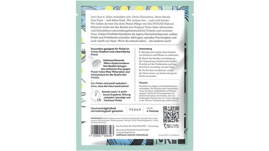 SALTHOUSE Totes Meer Natural Minerals Patches Microneedling Anti Pickel