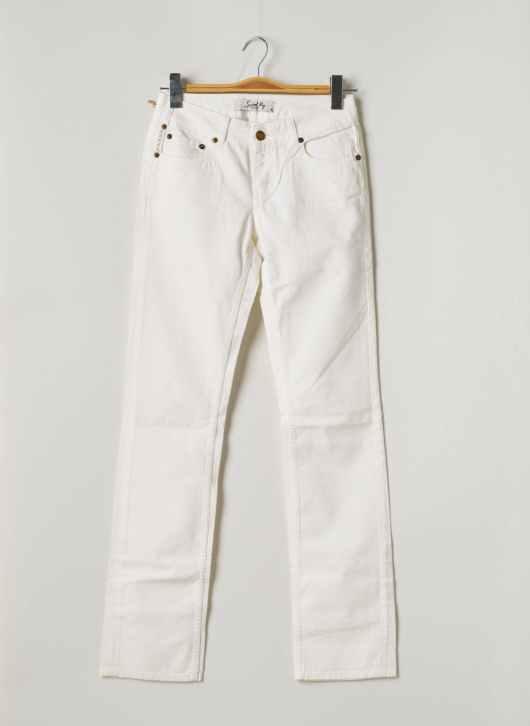 School Rag Jeans Coupe Droite Femme couleur blanc