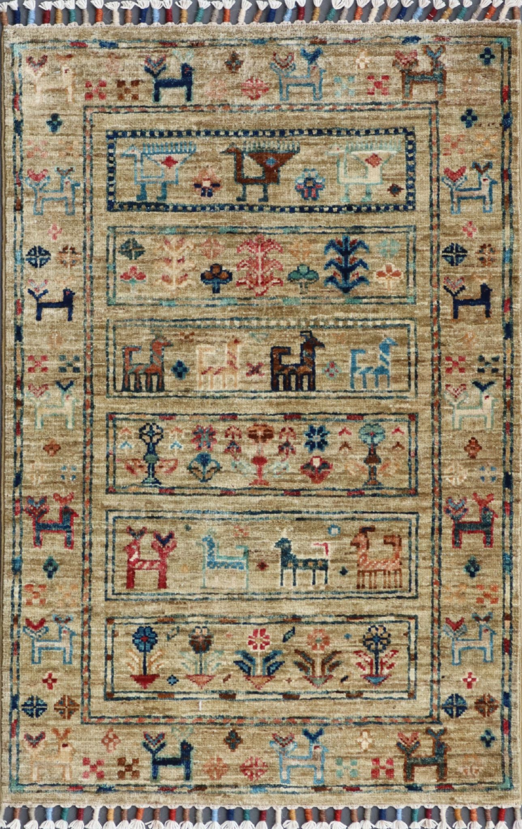 Teppich aus Afghanistan Smaragd 63 x 94 cm