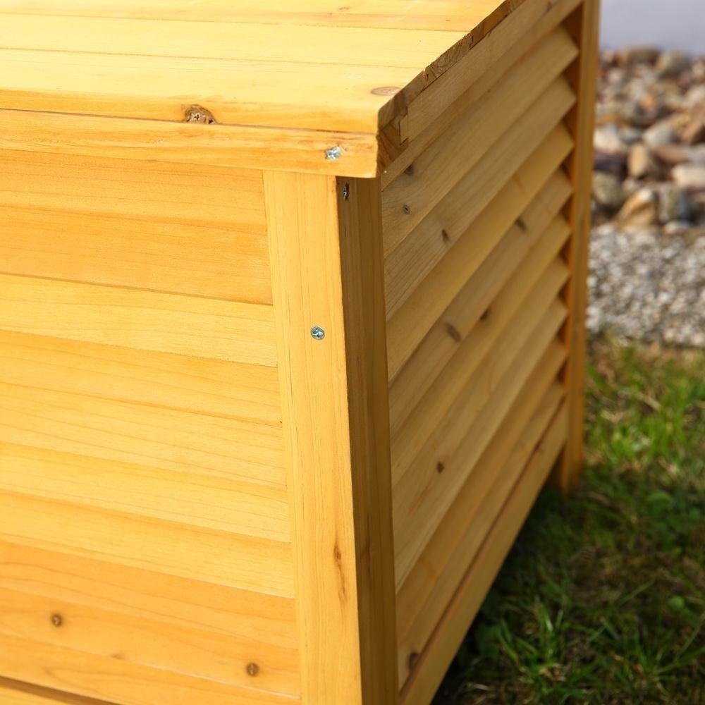 Melko Auflagenbox Auflagenbox Gartenbox Gartentruhe 140CM aus Holz Braun oder Weiß Kissenbox Holztruhe Aufbewahrungsbox Auflagenkiste (Stück), Imprägniert