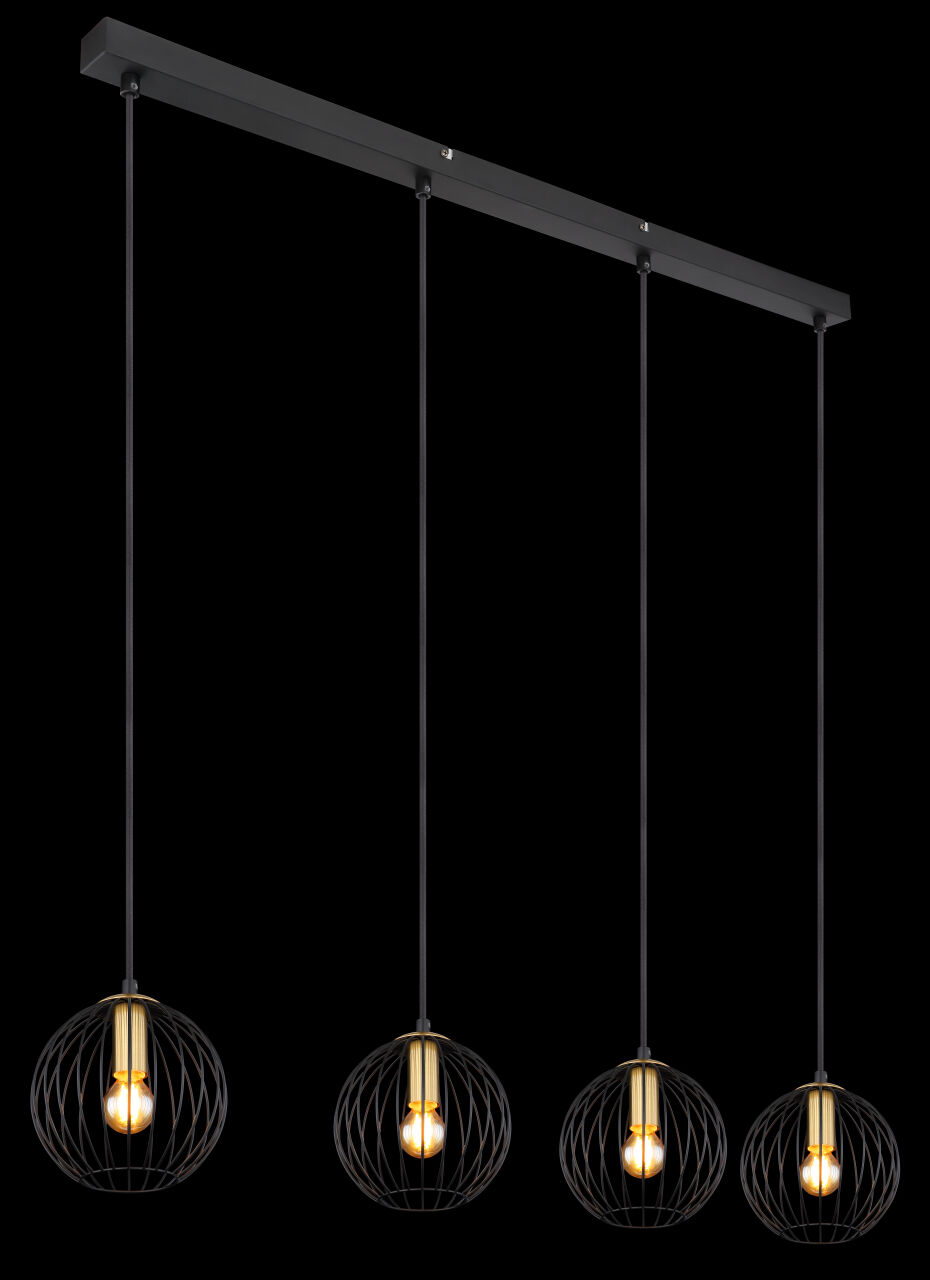 Globo Lighting - EUSEBIUS - Hängeleuchte Metall schwarz, 4x E14