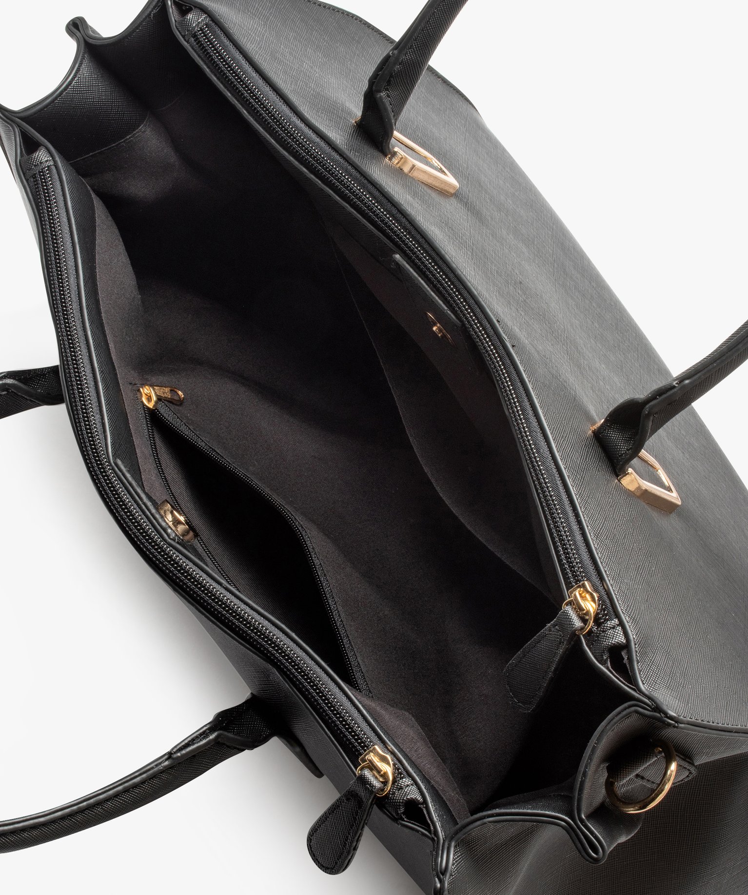Sac cabas multipoches uni grand format femme noir | GEMO