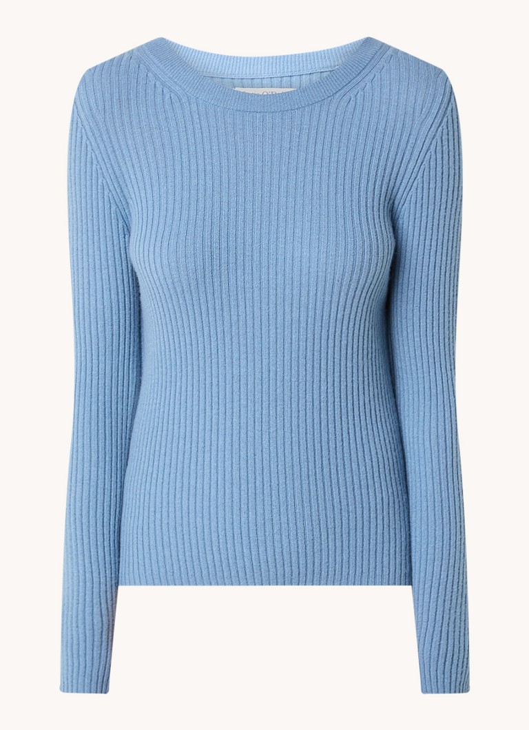 Pulover Marc O'Polo din denim cu model tricotat cu nervuri, din amestec de lână