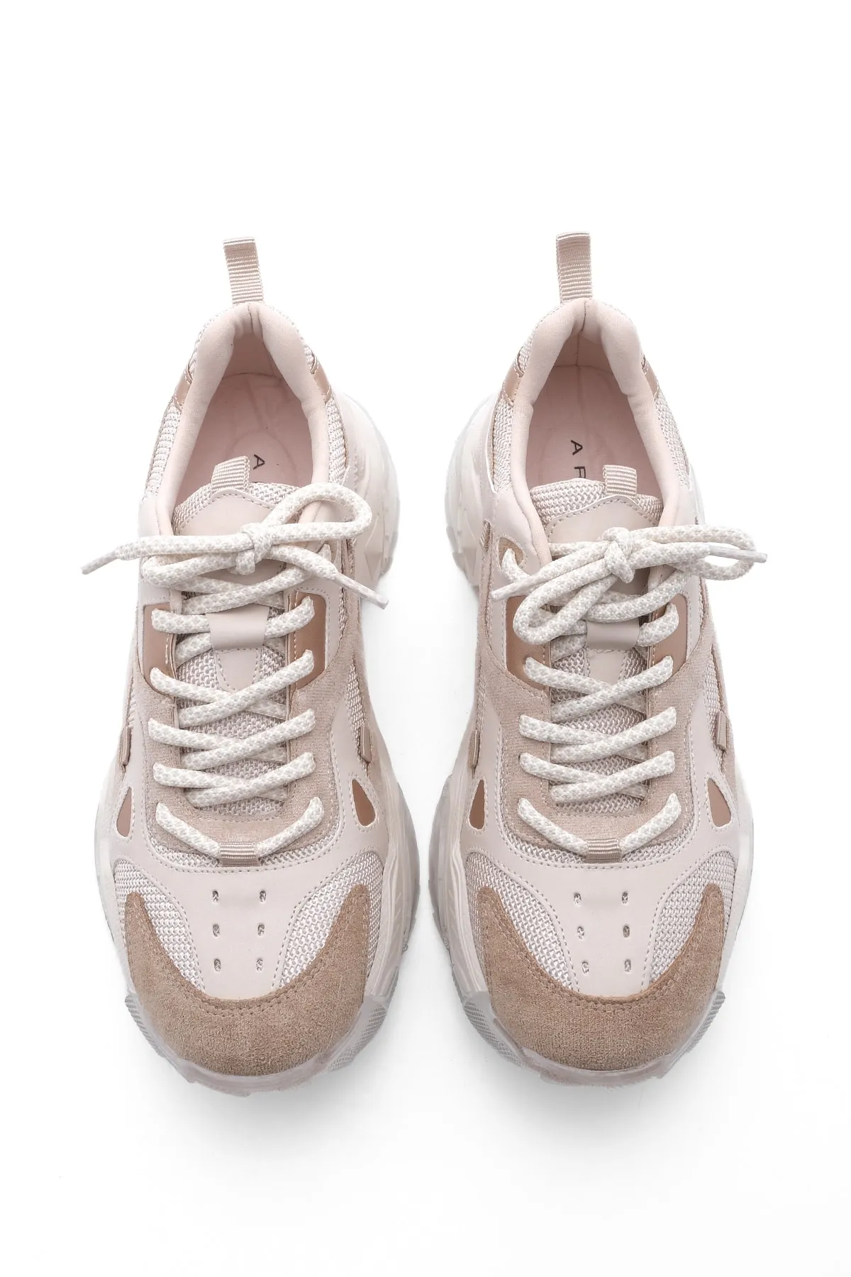 Marjin  Damen-Sneaker mit Schnürung, Sportschuhe mit hoher Sohle, Edisa Beige