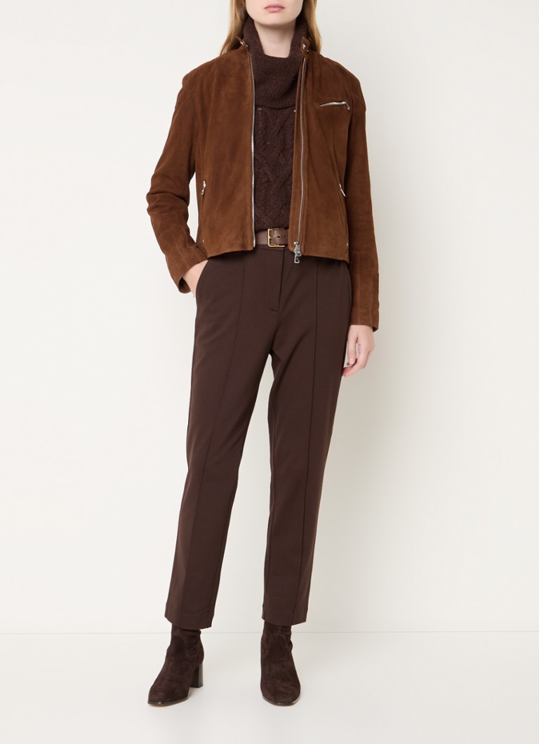 Jachetă din piele întoarsă Ralph Lauren cu buzunare cu fermoar.
