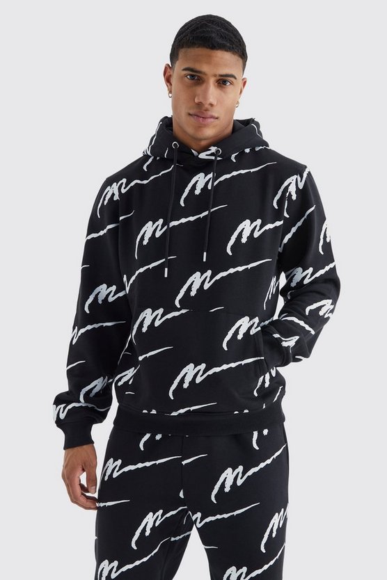 Man Signature Hoodie-Trainingsanzug mit Print