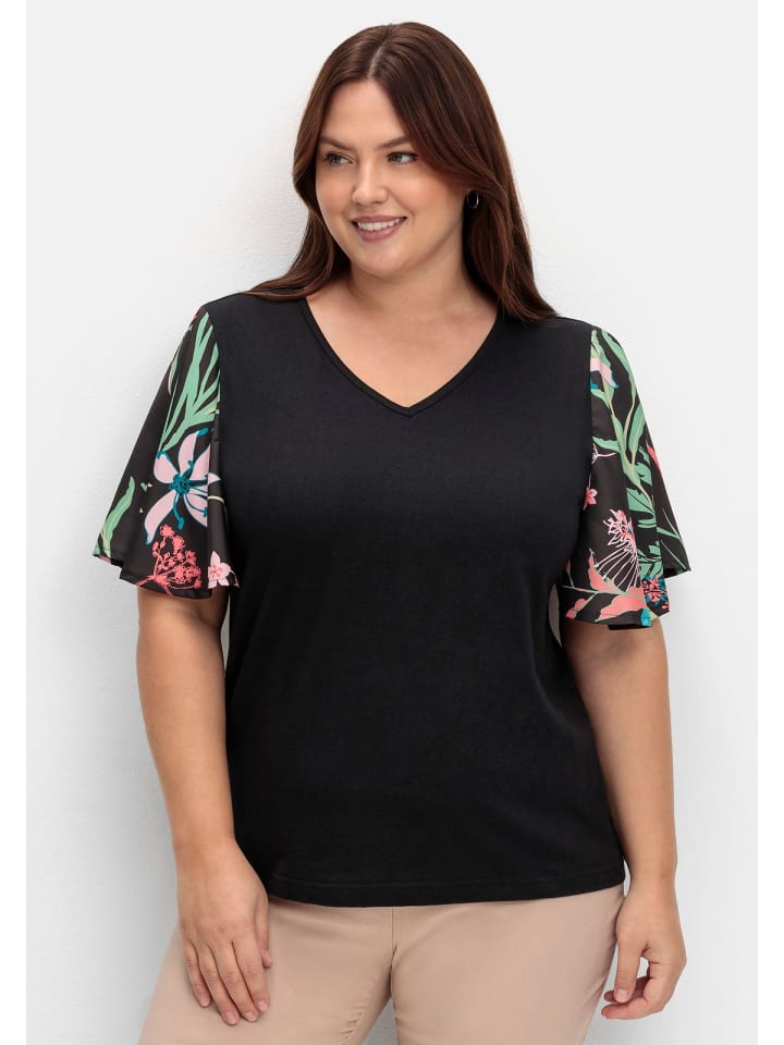 sheego Shirt in schwarz gestreift günstig kaufen