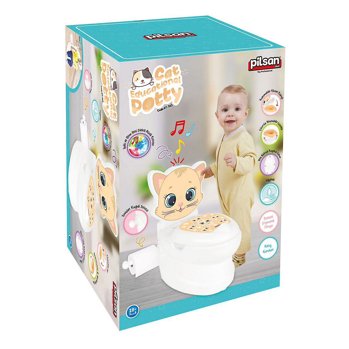 Töpfchen Kitty 07563 Toilettenpapierhalter, Musik Licht Behälter bis 25kg Töpfchen