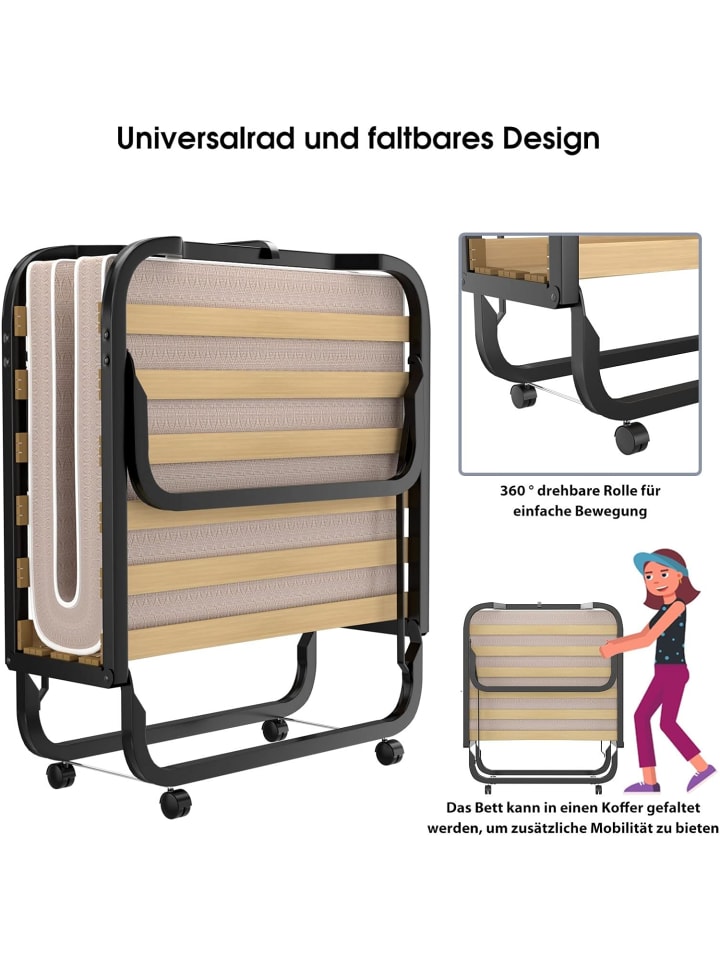 COSTWAY Gästebett 90x200cm mit Matratze in Beige günstig kaufen 200 cm