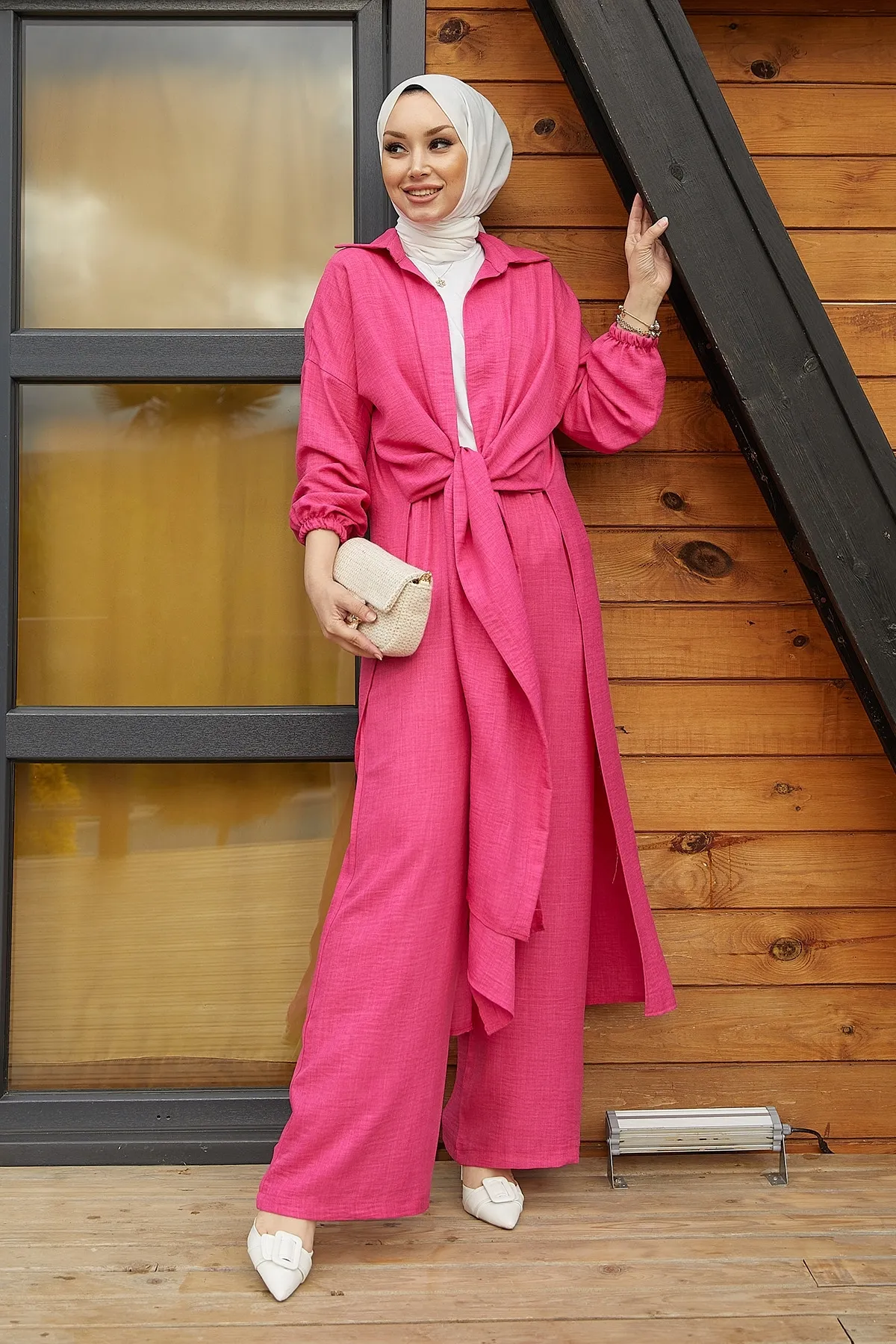 InStyle  Lässiger zweiteiliger Vema-Anzug mit Schlitz – Fuchsia