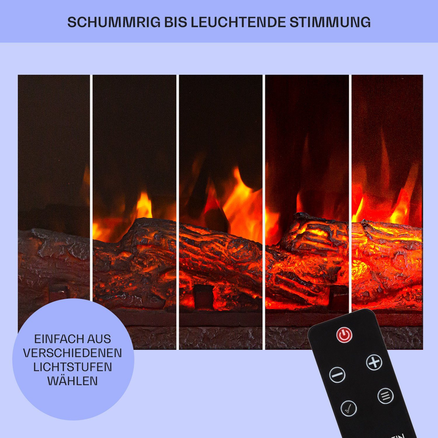 Klarstein Elektrokamin Etna Pozzolana, elektrischer Kamin mit Heizfunktion Heizlüfter elektrischer Kaminofen