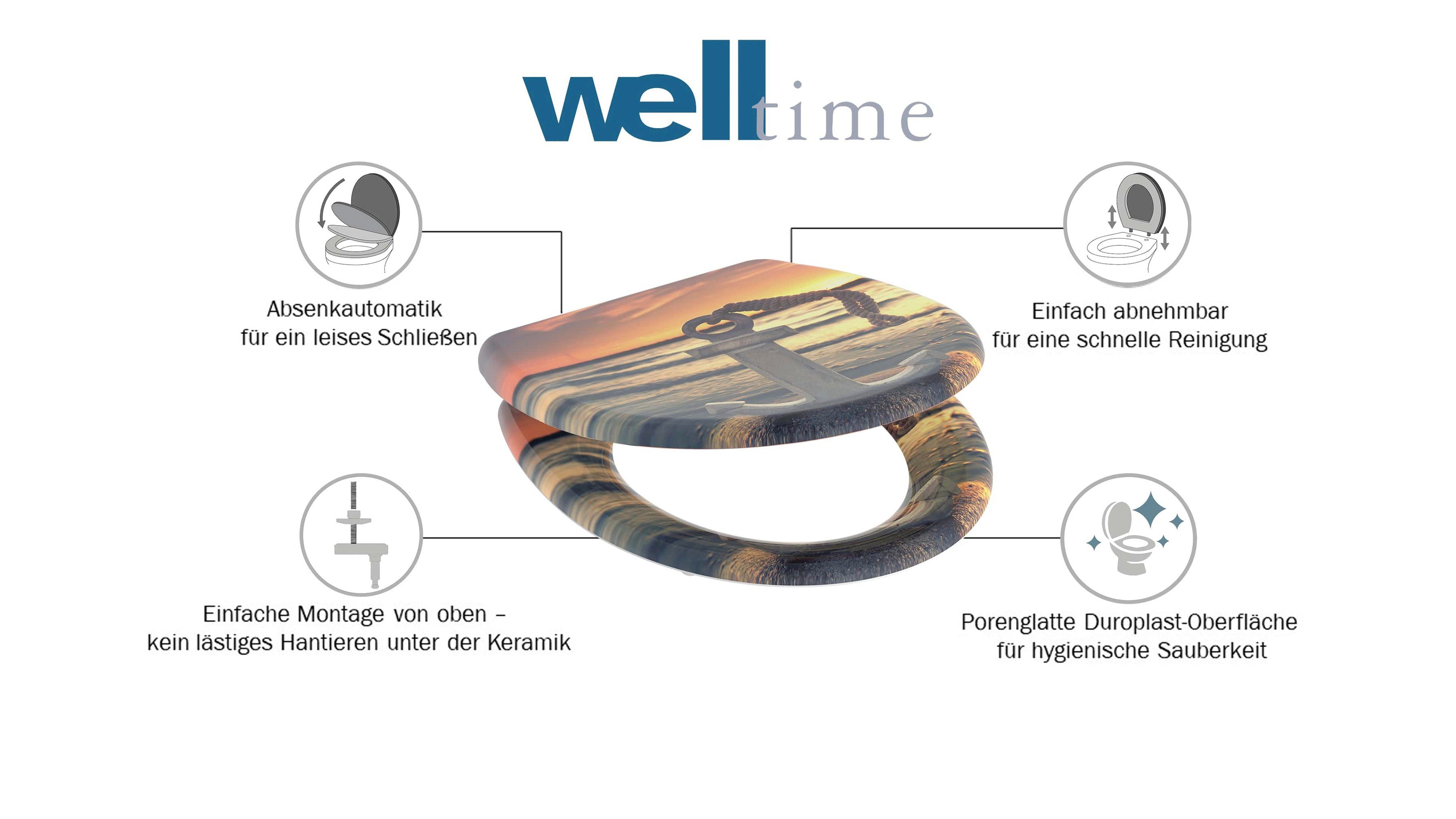 welltime WC-Sitz Sunset, abnehmbar, Absenkautomatik, bruchsicher, kratzfest, Schnellverschluss