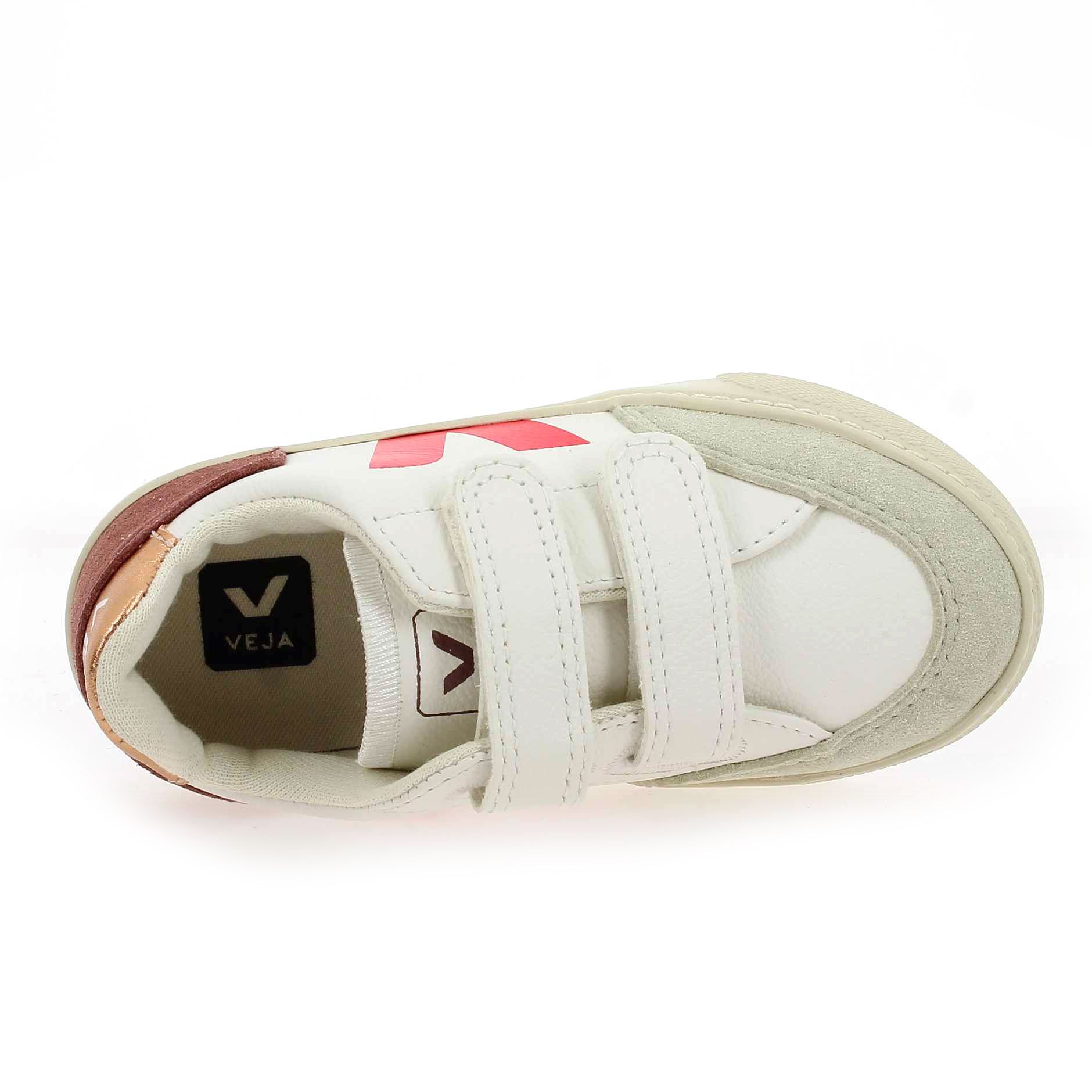 Veja  SMALL V12 VELCRO - Blanc Rose