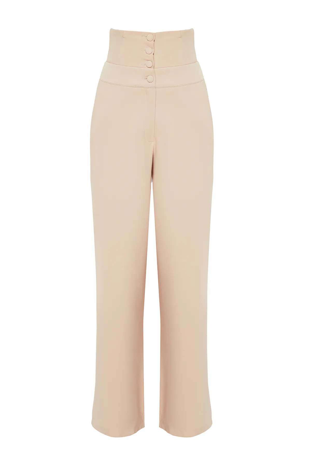 Trendyol Collection  Gewebte Hose mit Korsettdetail in Stein TPRSS23PL00033