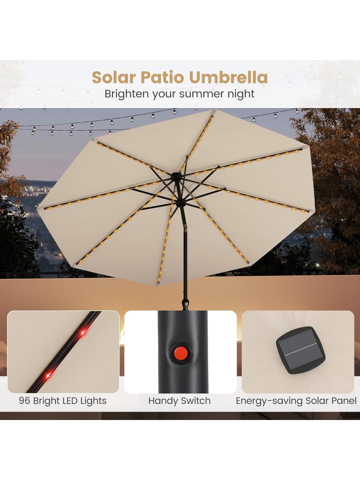 COSTWAY Sonnenschirm 300 cm mit LED in Beige günstig kaufen onesize