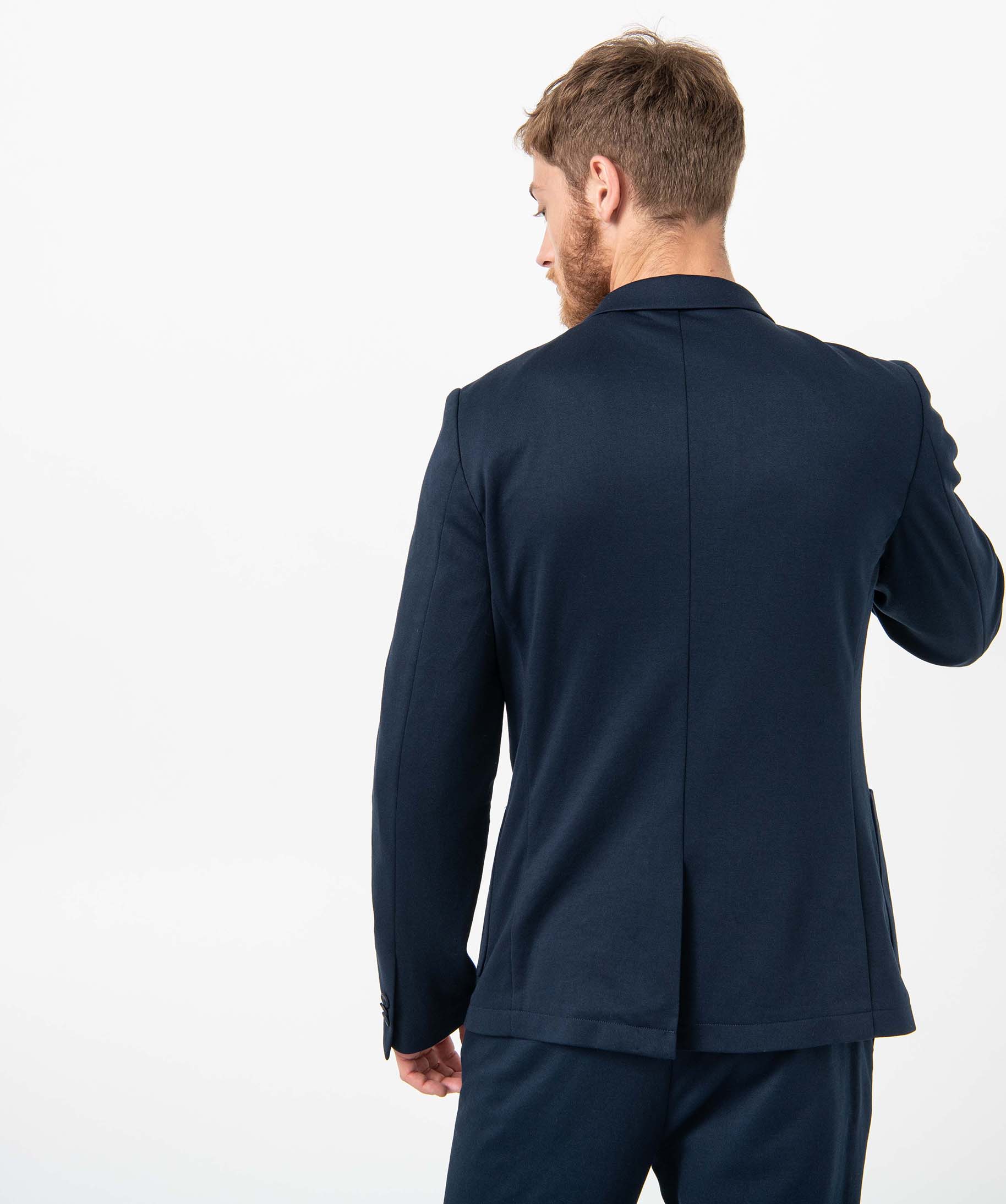 Veste de costume homme en matière stretch bleu fonce | GEMO