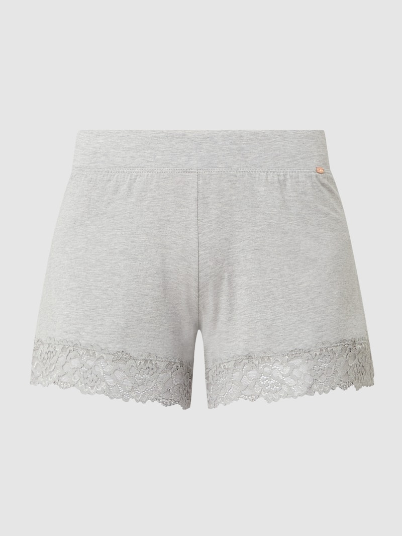 Pyjamashorts mit Kontrastbesatz in mittelgrau