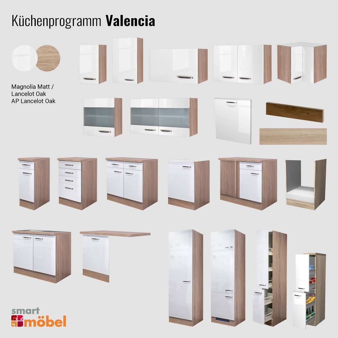 Flex-Well Schubkasten-Unterbau - 50 cm breit - Hochglanz Weiß Sonoma Eiche – Valencia