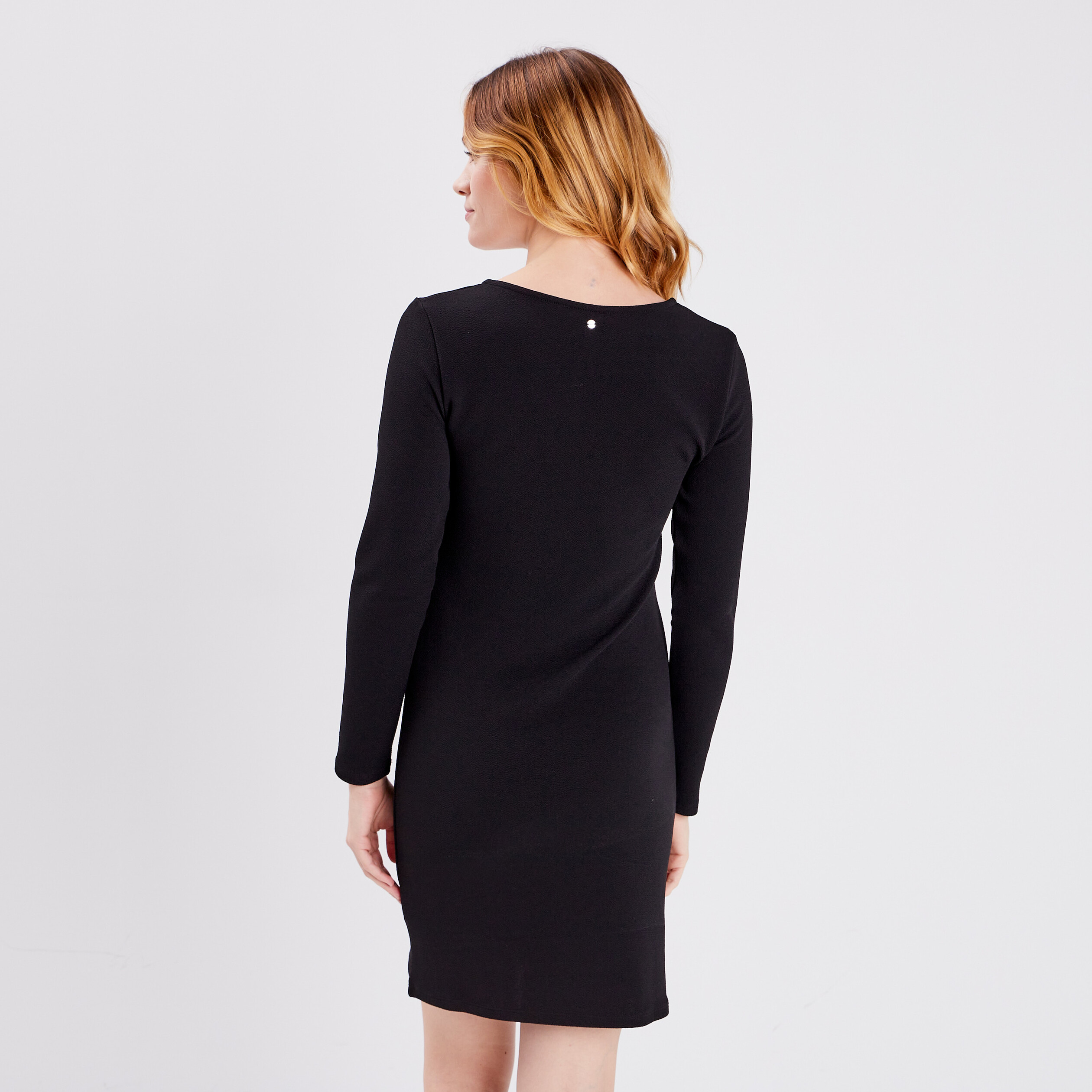 Robe droite avec lien à nouer noir femme | La Halle