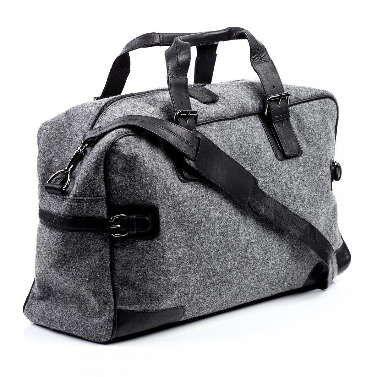 FEYNSINN Reisetasche Leder Weekender Unisex ROBERTO, Echtleder Reisegepäck für Damen & Herren, Sporttasche XL schwarz-grau