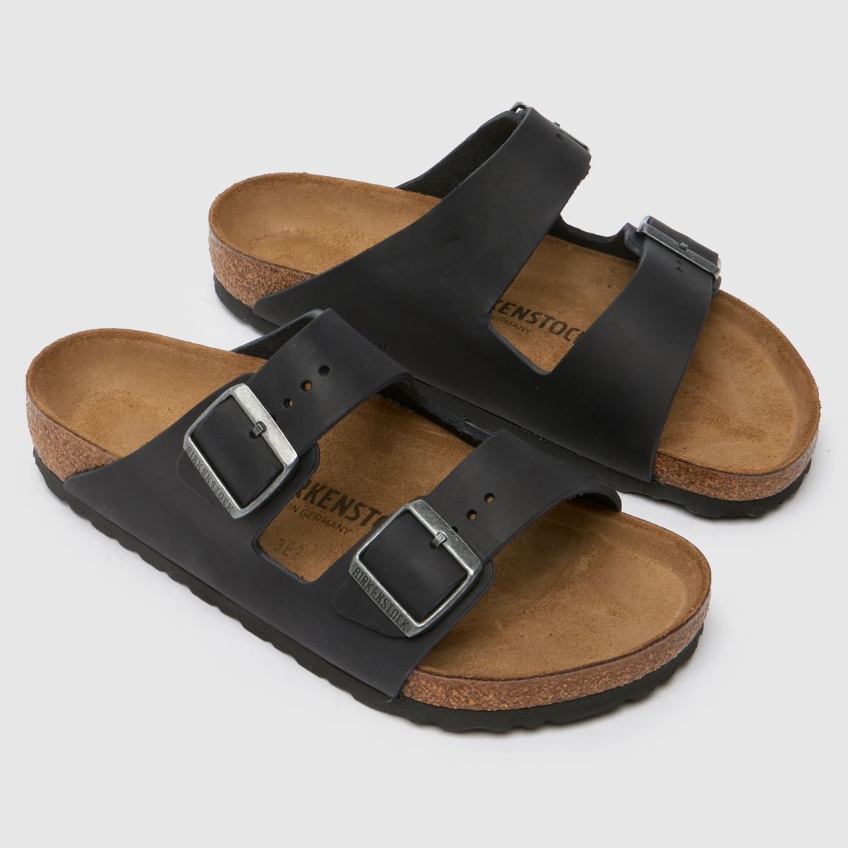 BIRKENSTOCK Arizona – Svarta sandaler med oljad passform i läder