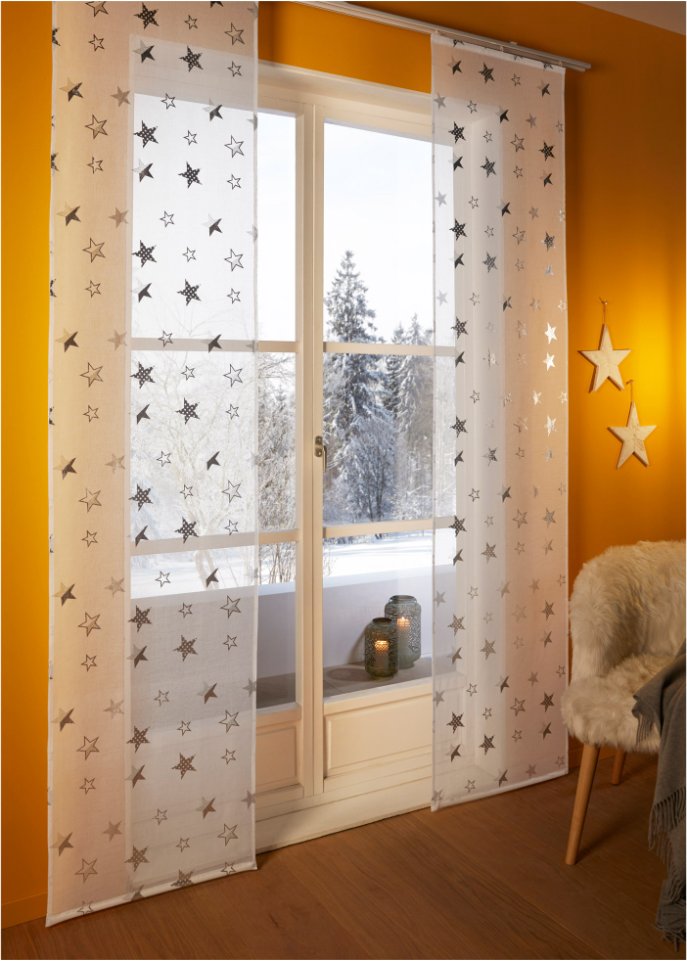 Schiebegardine mit Sterne Druck (1er Pack)