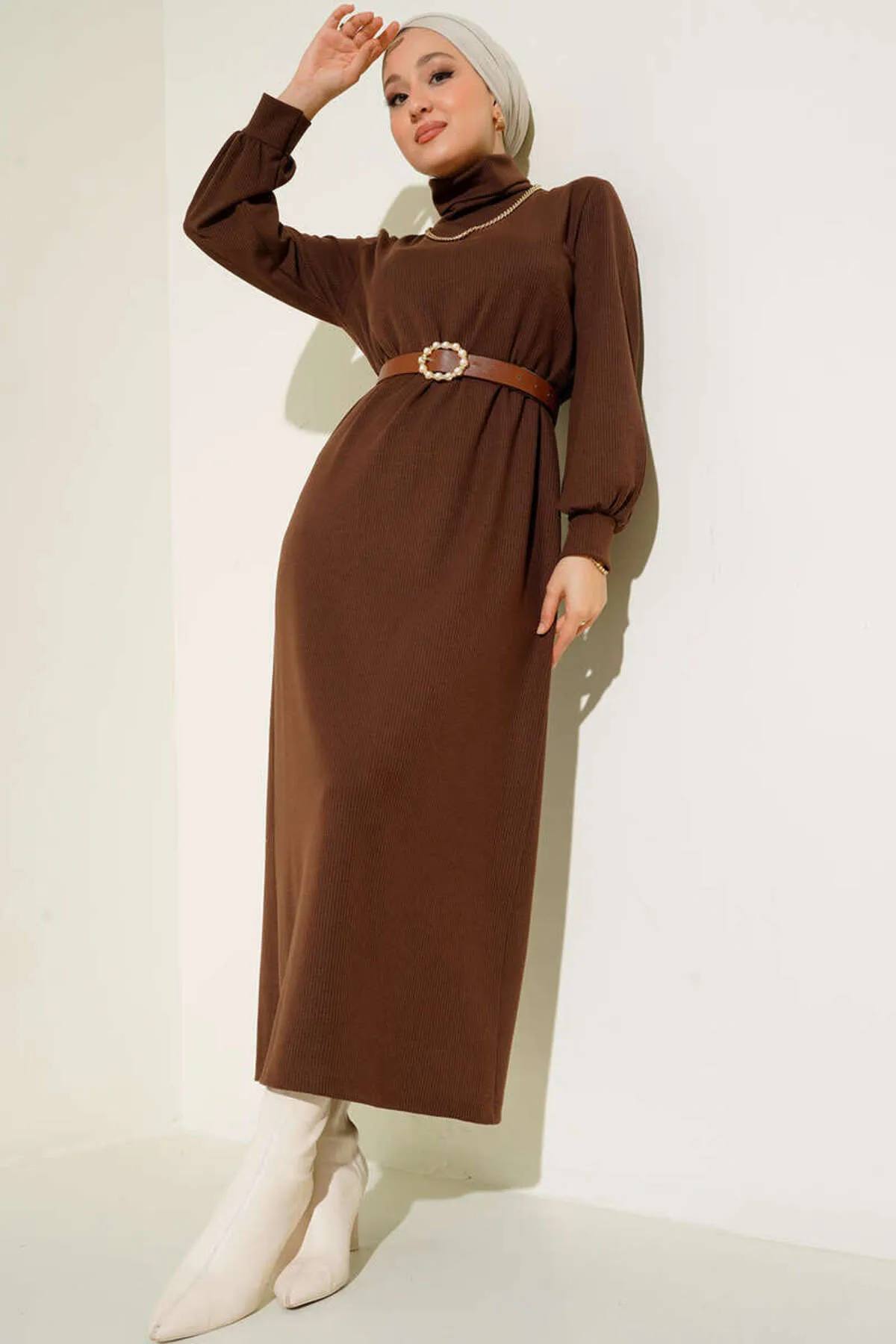 VOLT CLOTHİNG  Rollkragen-Wickelkleid für Damen