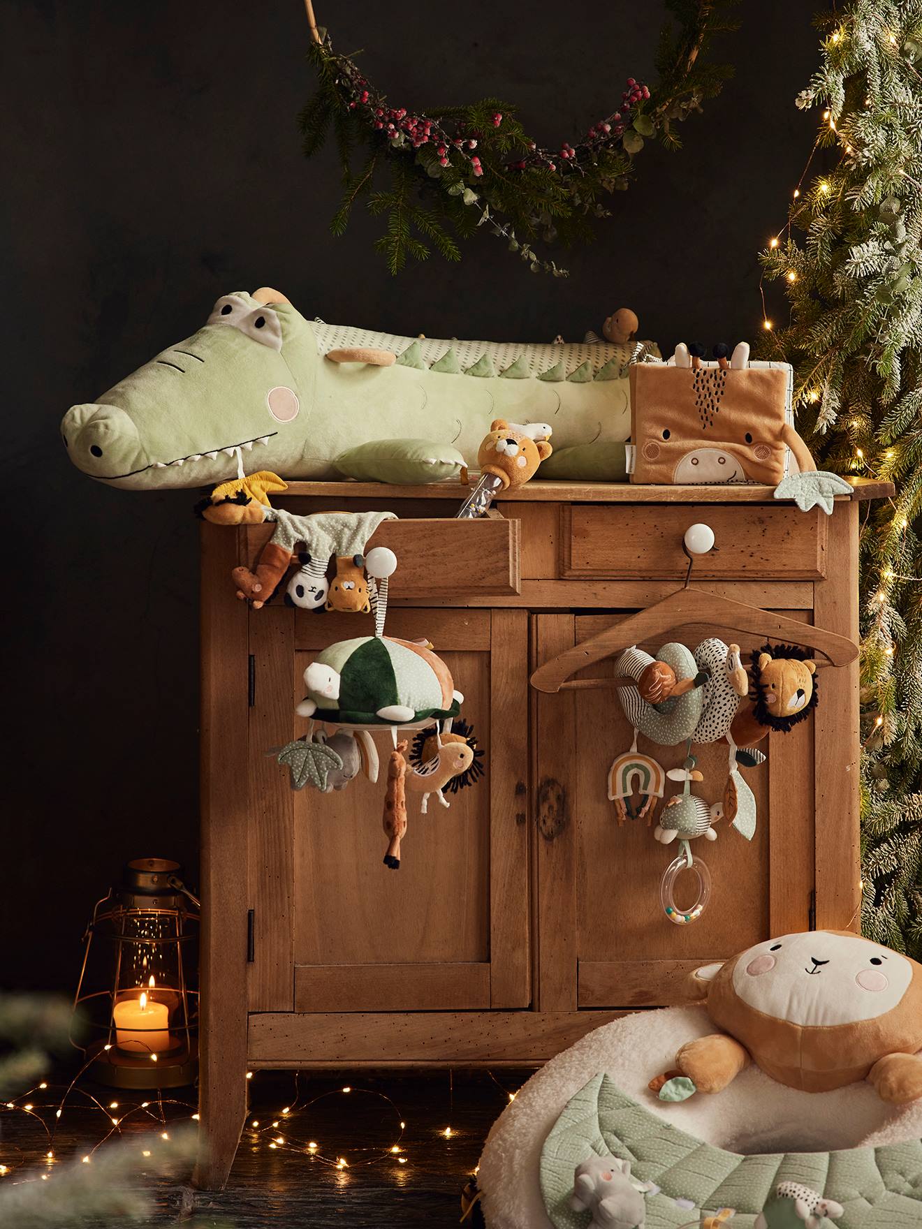 Grande peluche d'activités Crocodile vert