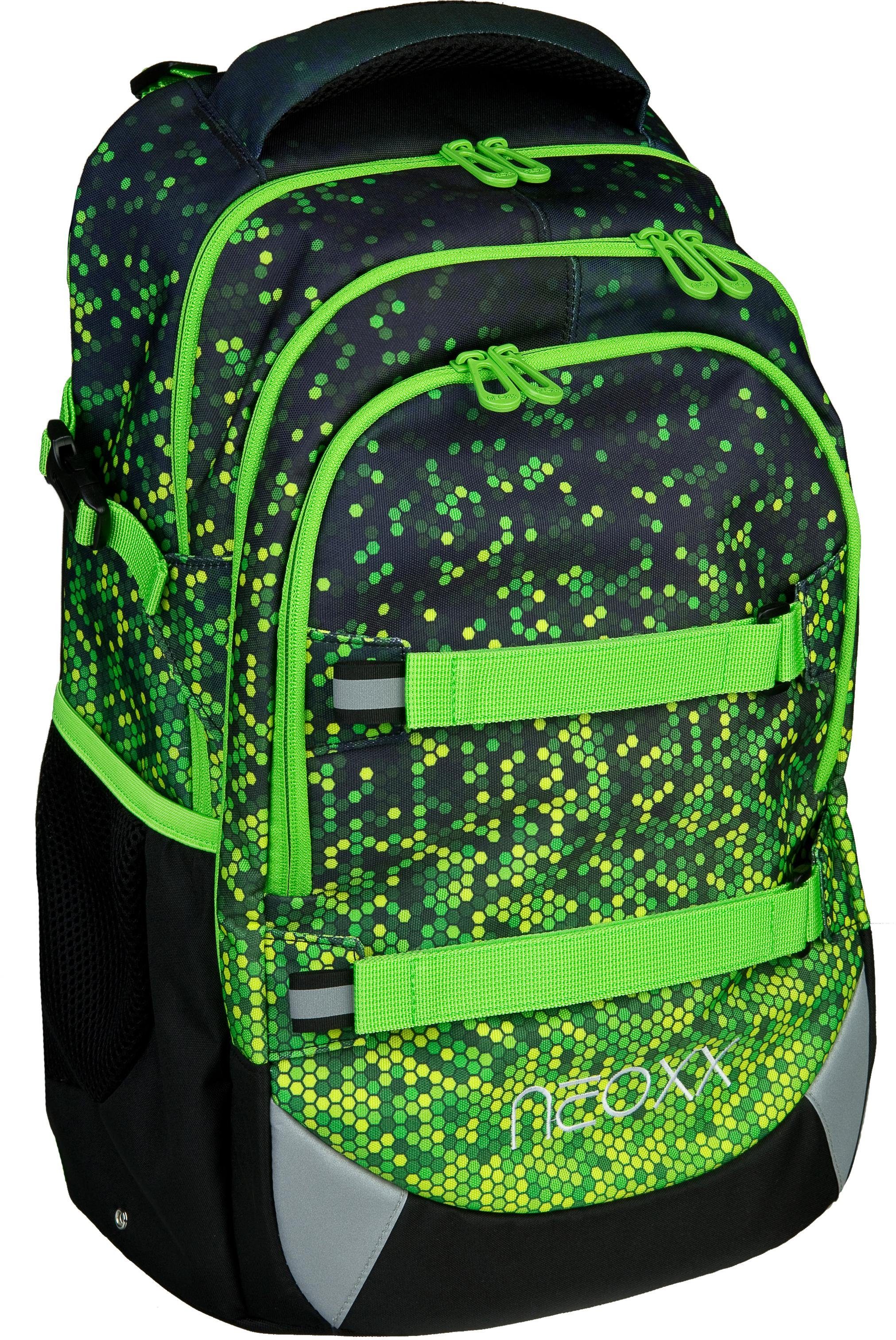 neoxx Schulrucksack Active, Pixel in my mind, aus recycelten PET-Flaschen