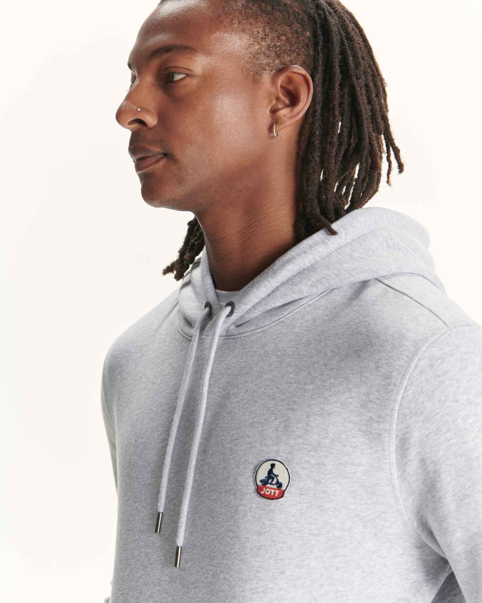 Sweat à capuche homme en coton biologique Gris chiné Mataro