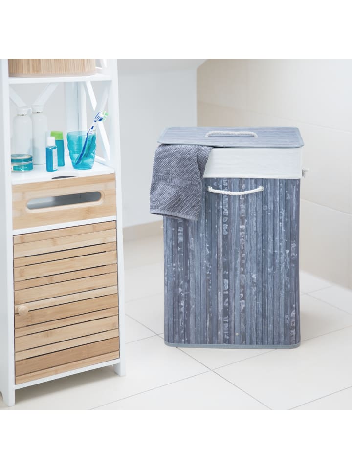 relaxdays Wäschekorb in Grau - (B)43,5 x (H)65,5 x (T)33,5 cm günstig kaufen onesize