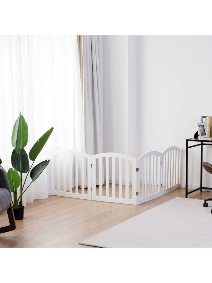 COSTWAY 4 tlg. Absperrgitter Hunde 61cm in Weiß günstig kaufen onesize