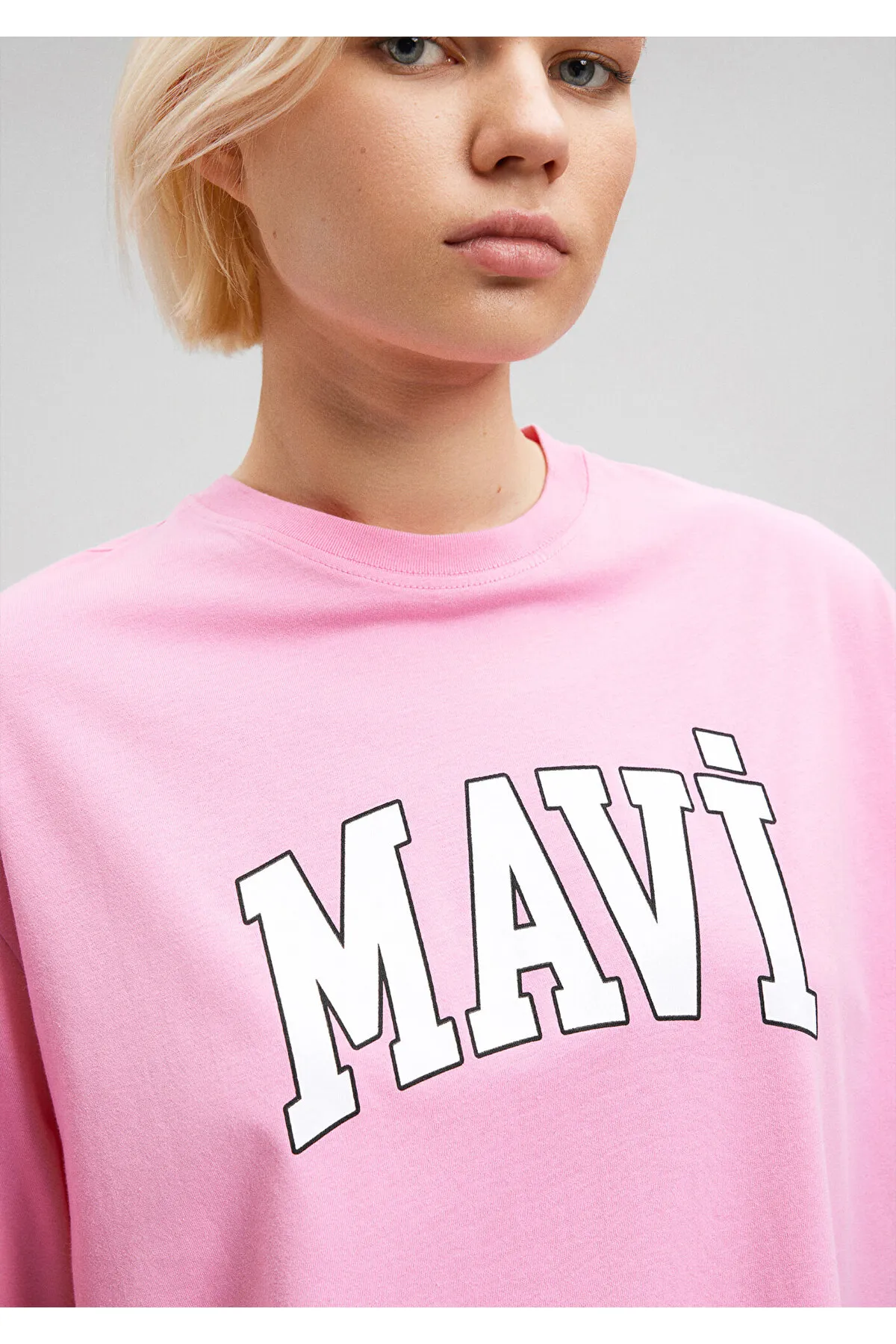 Mavi  Rosafarbenes T-Shirt mit Logo-Print, Übergröße/weiter Schnitt 1600843-71032