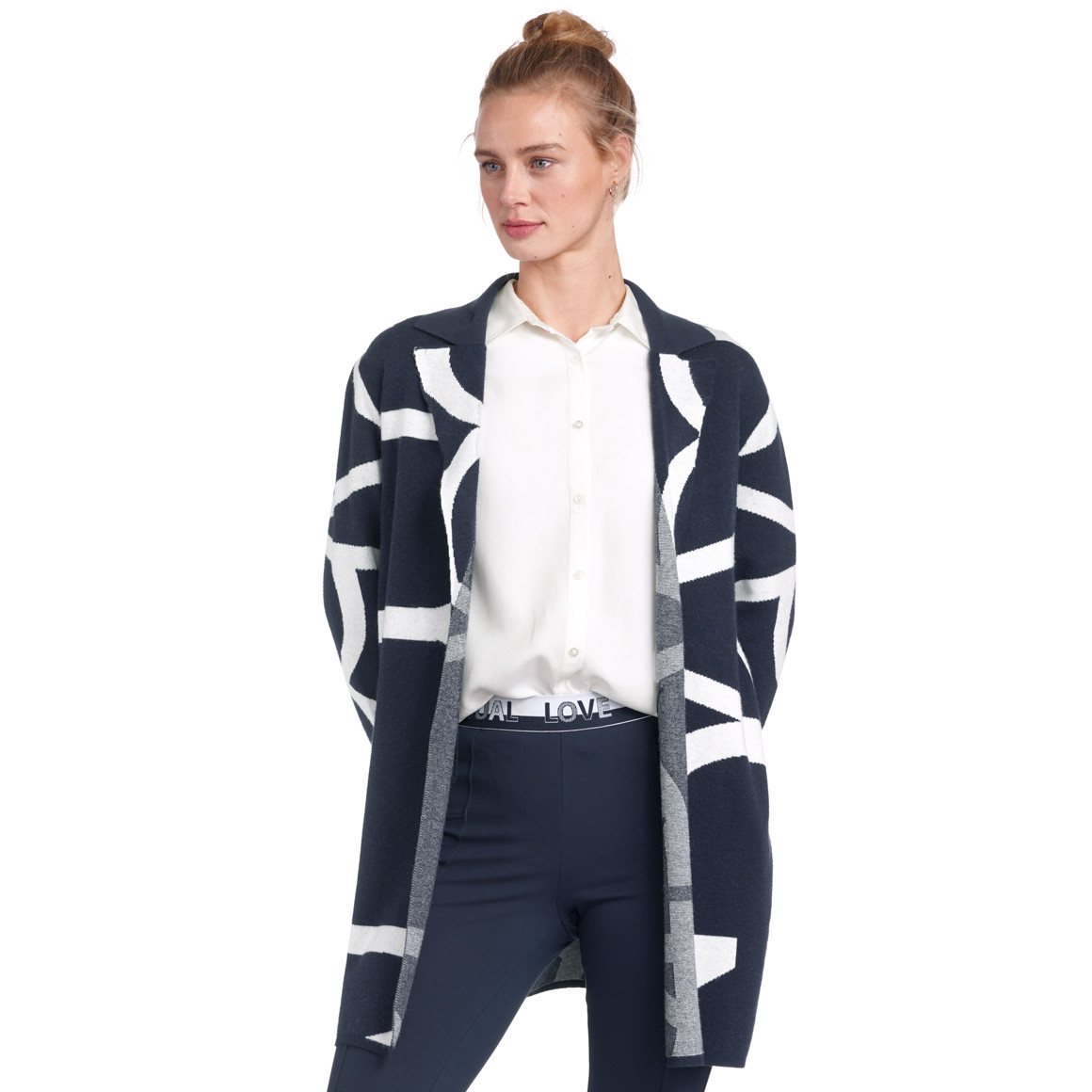 Damen Strickmantel mit Kragen