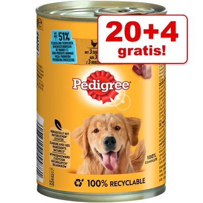 20 + 4 gratis! 24 x 400 g Pedigree Classic