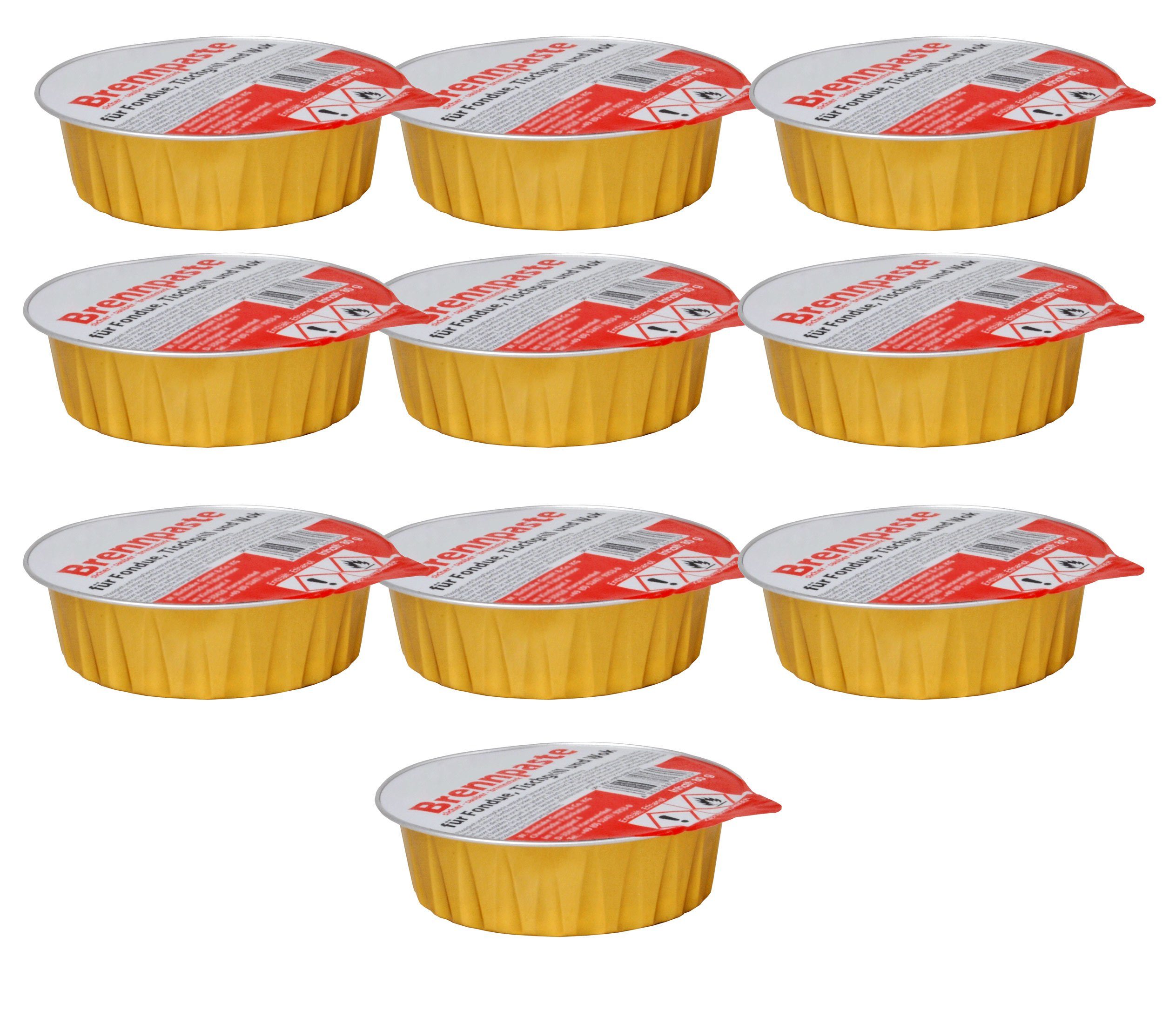 KS-Direkt Brennpaste 10 x Brennpaste Brenngel für Fondue Chafing Anzündpaste Feuerpaste 80g, 0.8 kg, Deutsche Herstellung, kein hochgiftige Methanol beigemischt !!!
