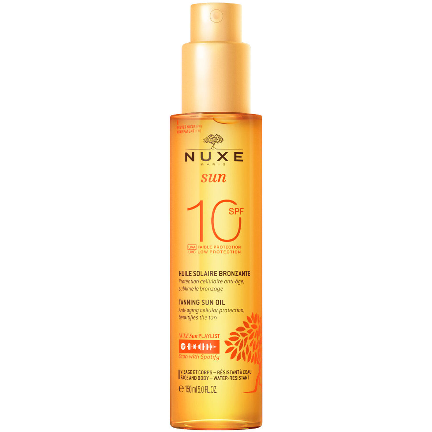 Nuxe Huile solaire bronzante faible protection SPF10 Nuxe Sun - Tous types de peaux - 150ml