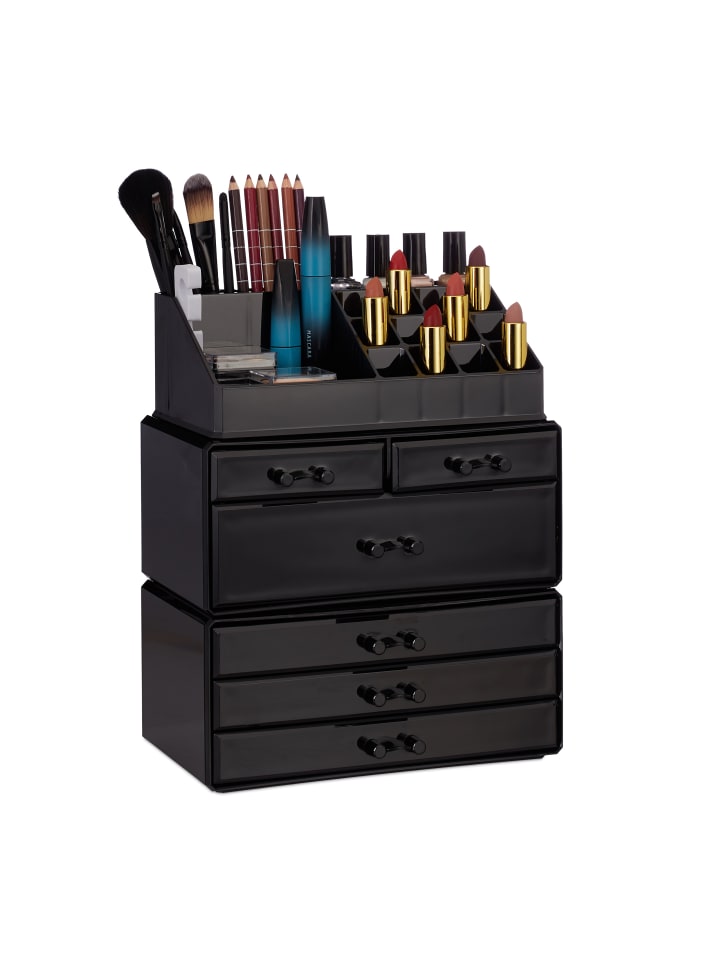 relaxdays Kosmetikorganizer in Schwarz günstig kaufen onesize