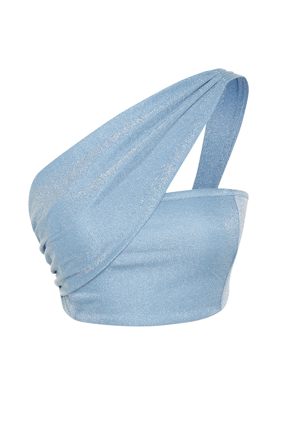 Trendyol Collection  Blaues, bauchfreies, gestricktes, glänzendes Bustier TPRSS23BS00042