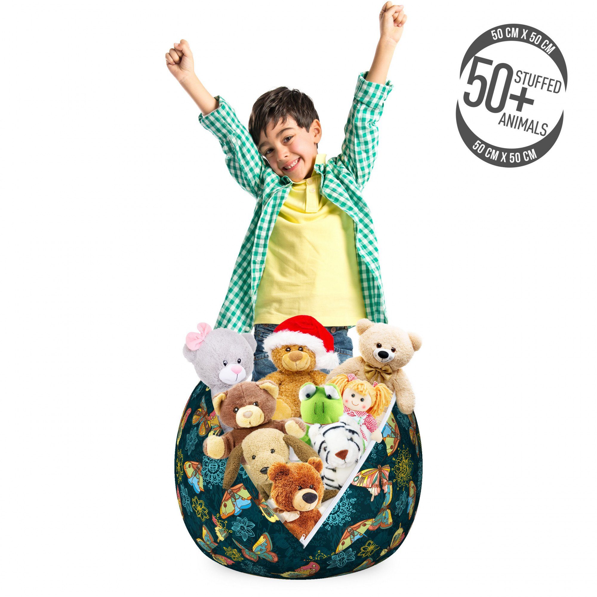 Abakuhaus Spielzeugtruhe Gefüllter Tier Organizer Waschbare Tasche für Kinder, Blumen Schmetterlinge und Blumen