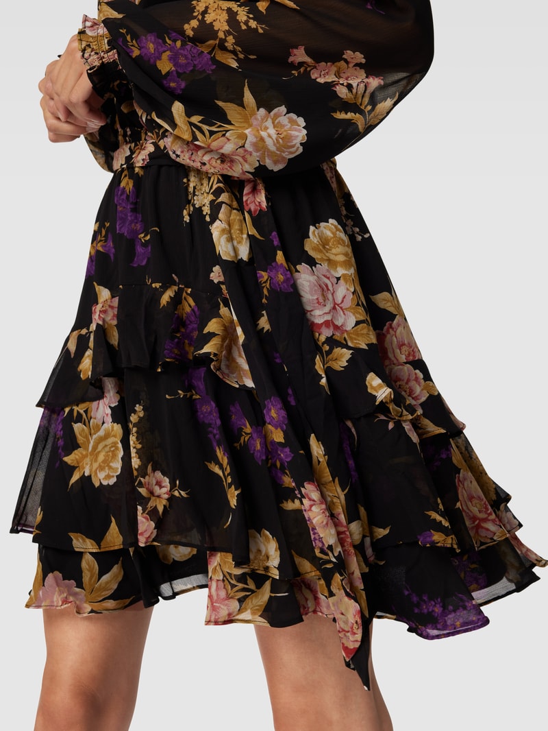 Kleid mit Allover-Muster Modell 'RAVILLA' in schwarz