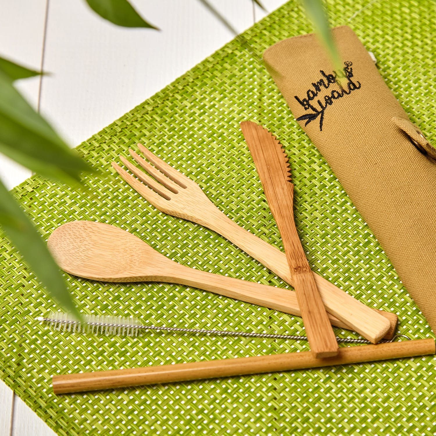Klarstein Kochbesteck-Set Reisebesteck mit brauner Tasche