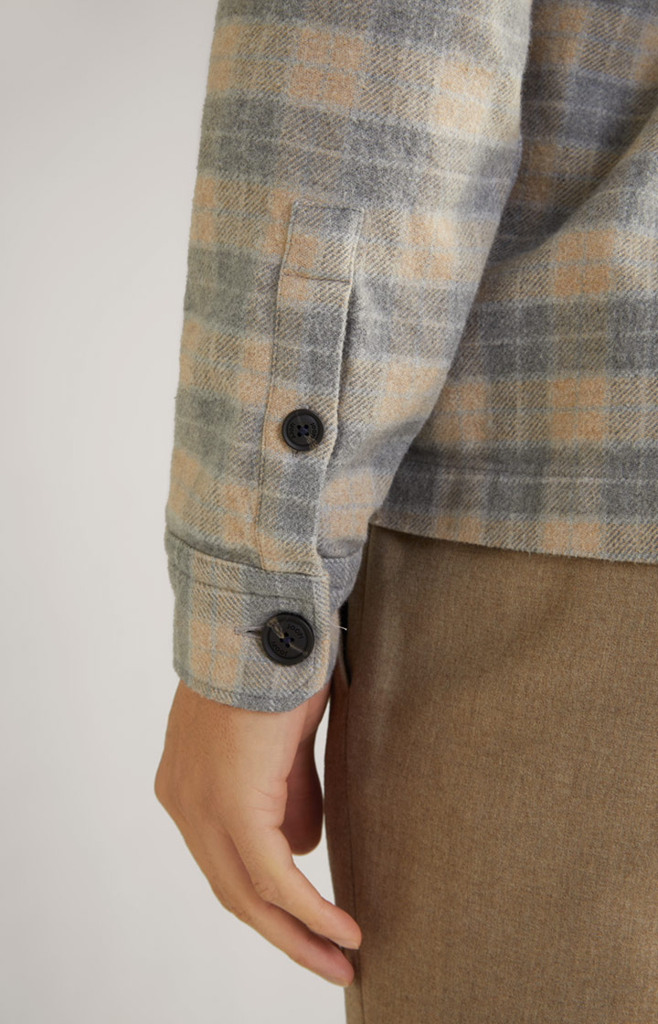 Flanell-Hemd Kalan in Grau/Beige gemustert