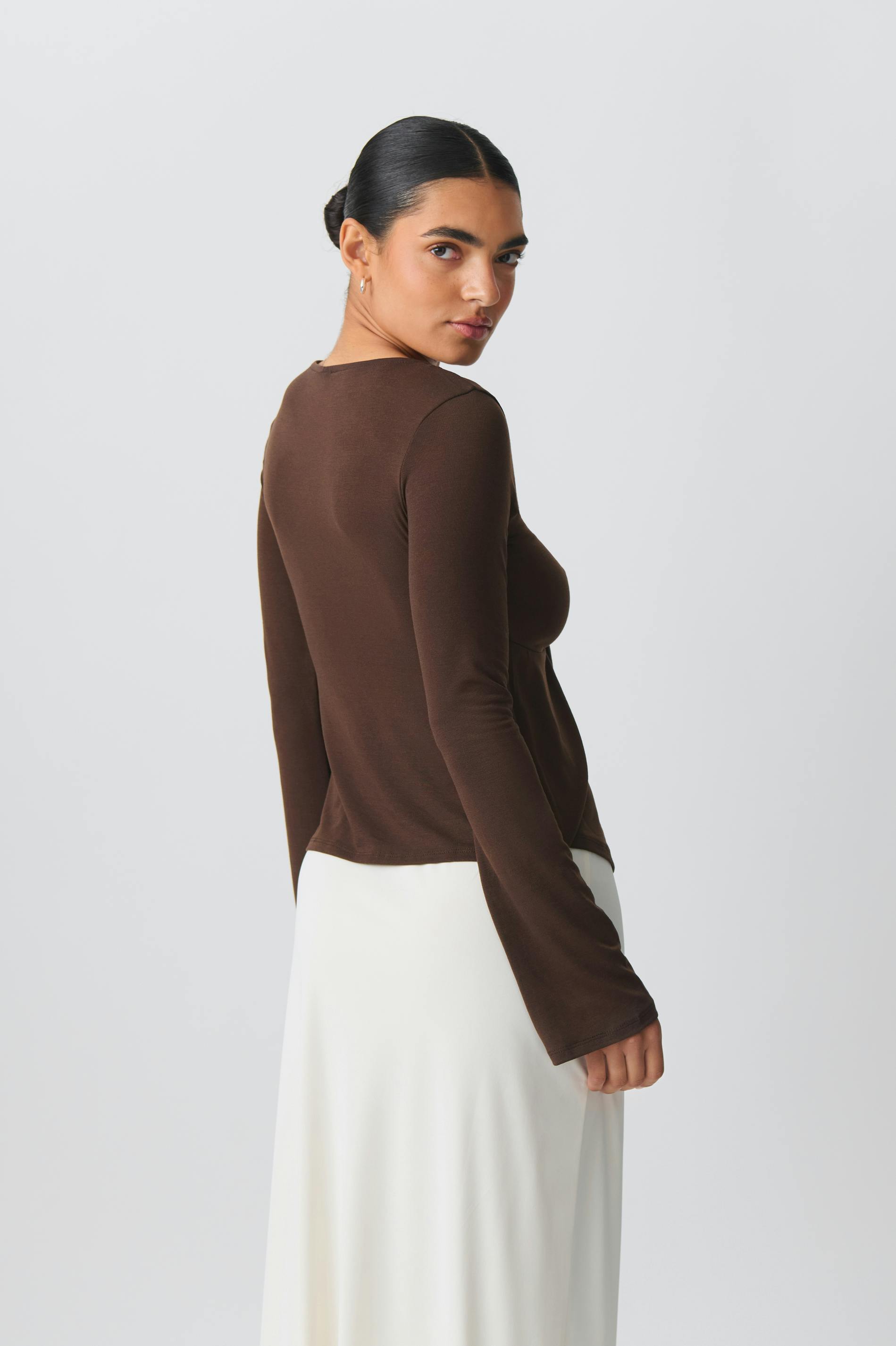 Tie front long sleeve top